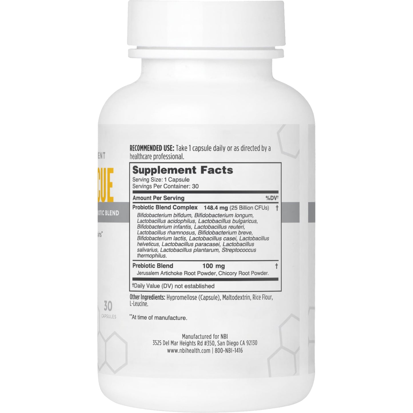 NBI Belly Rescue Probiotics & Prebiotics Blend Capsules, 30 Count