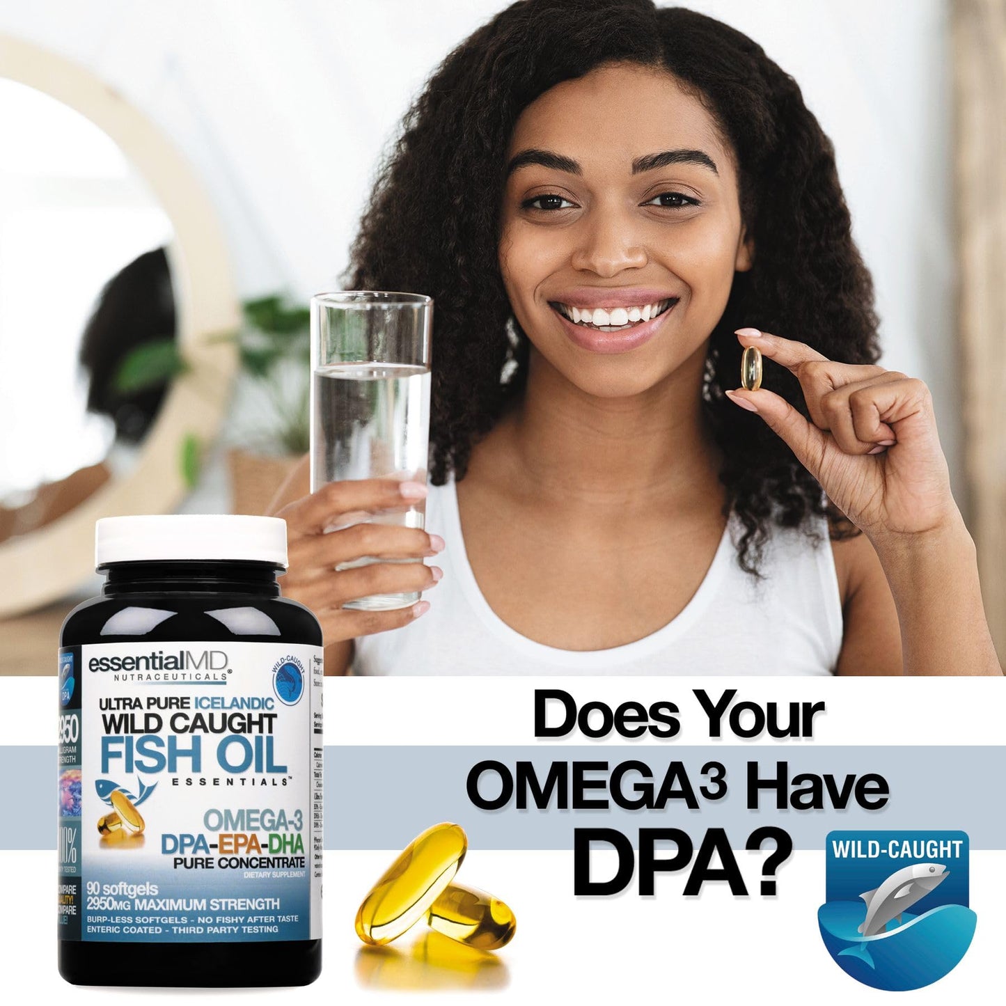 Essential MD Triple Strength Wild Caught Icelandic Omega-3 Fish Oil Essentials 2900mg with DPA, EPA & DHA, 90 Capsules
