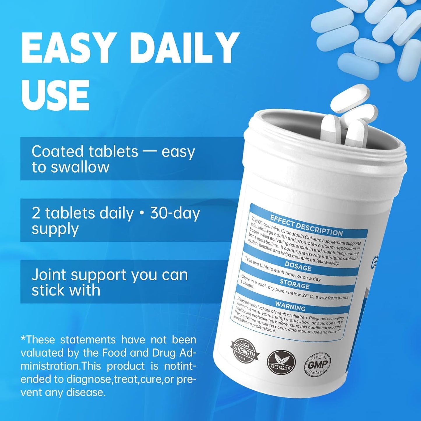 TrySafe 600mg Glucosamine Chondroitin MSM Supplement for Joint & Bone Support 60 Capsules