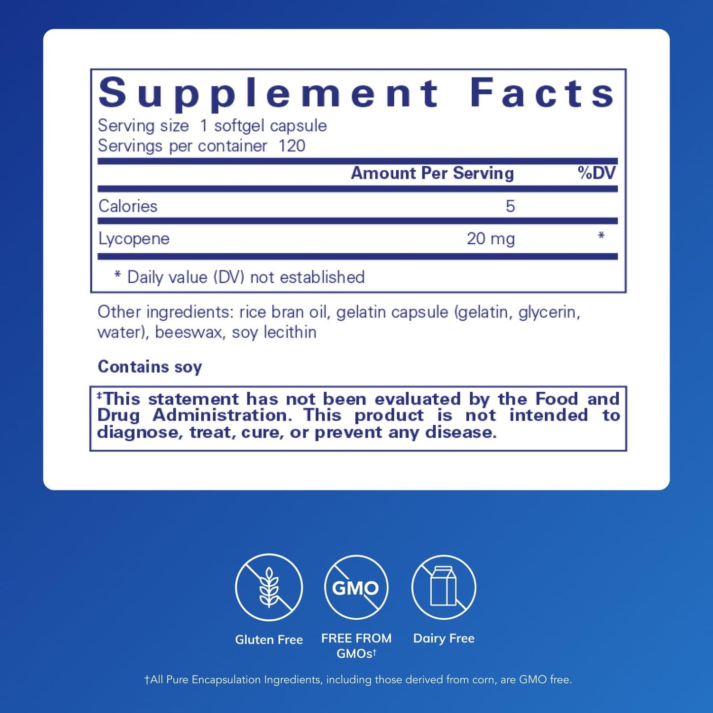 Pure Encapsulations Lycopene 20 mg Softgel Capsules, 120 Count
