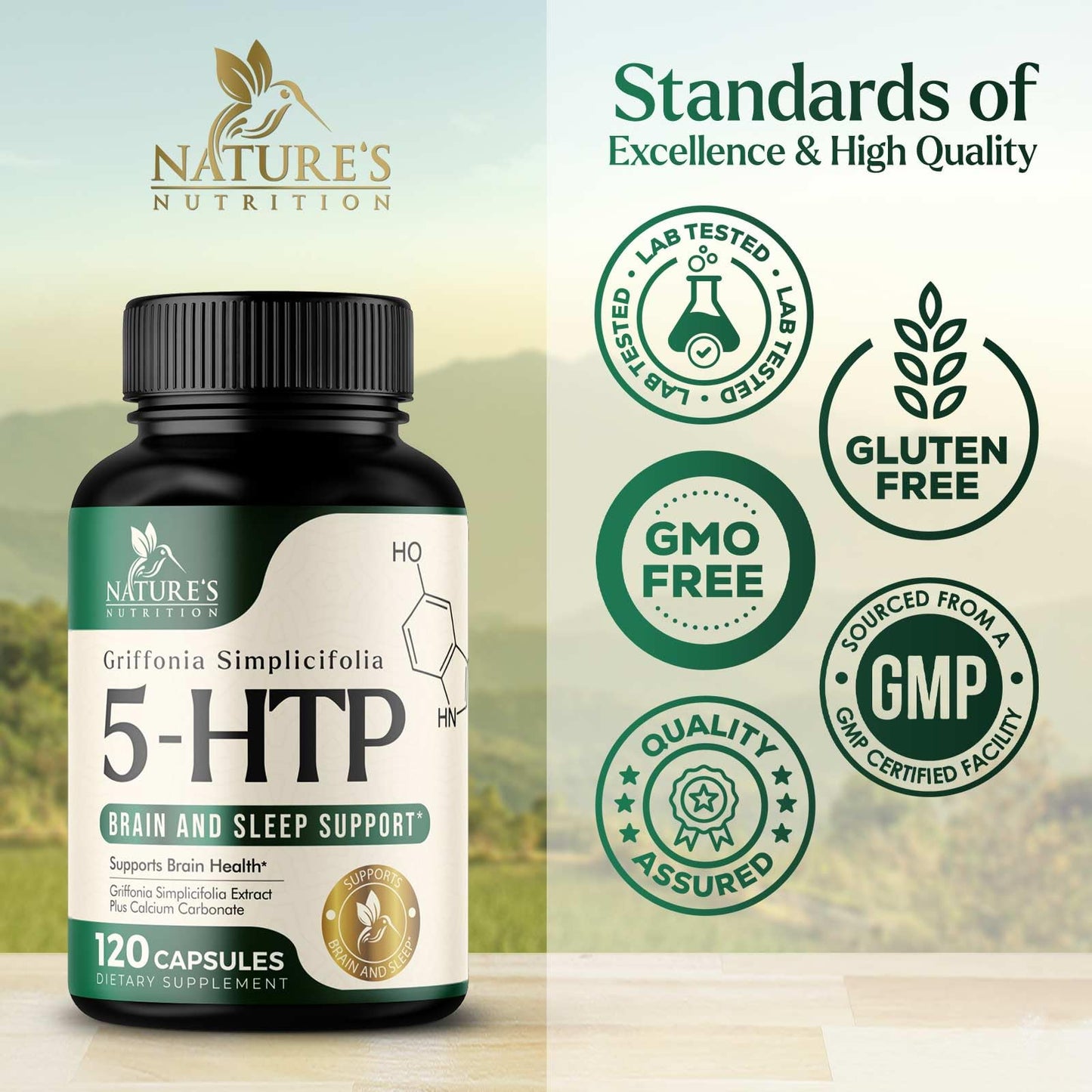 Nature's Nutrition 5-HTP Capsules, 120 Count