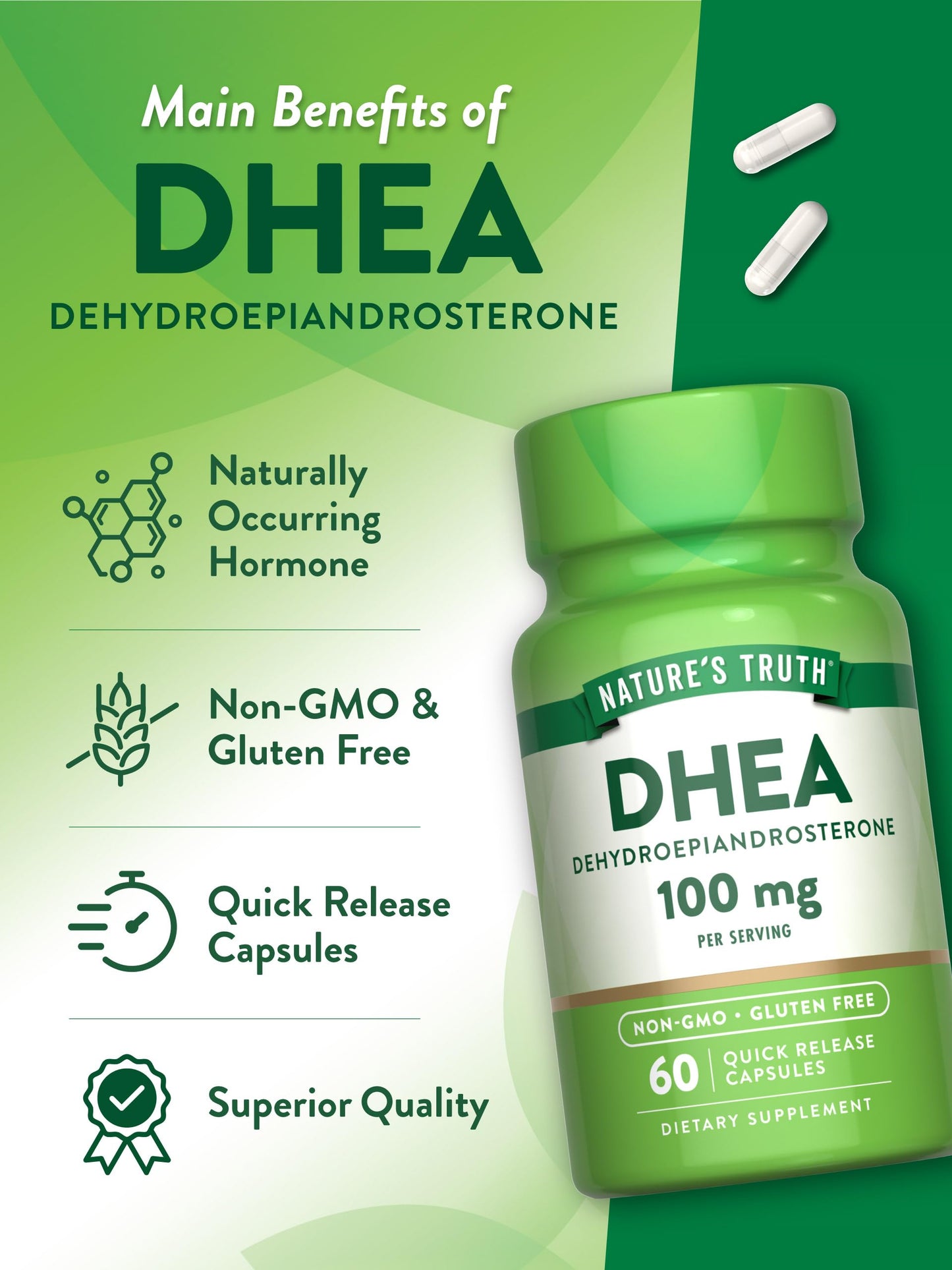 Nature's Truth DHEA 100mg Capsule, 60 Count