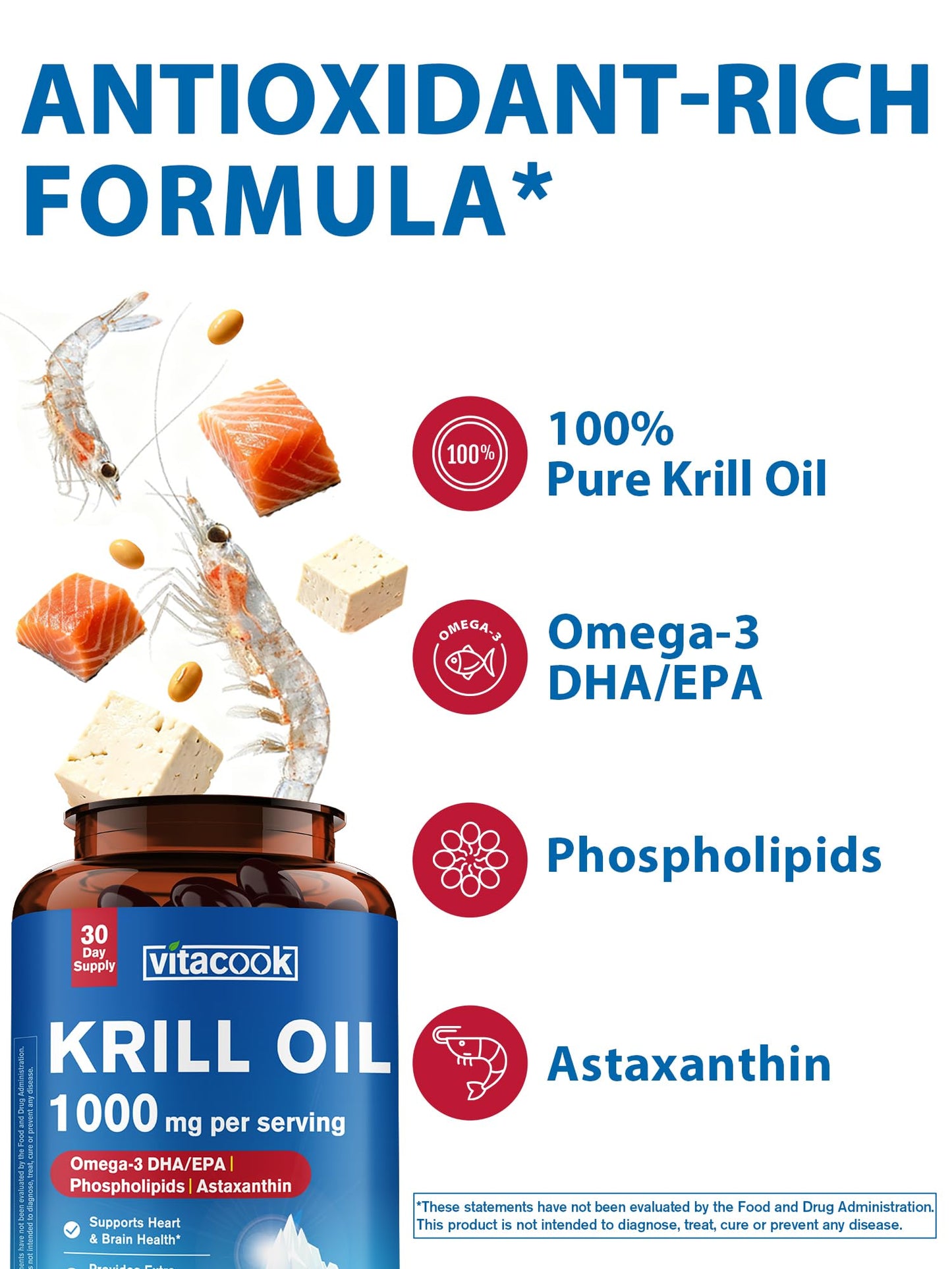 Vitacook Krill Oil 1000 mg Softgels, 60 Count