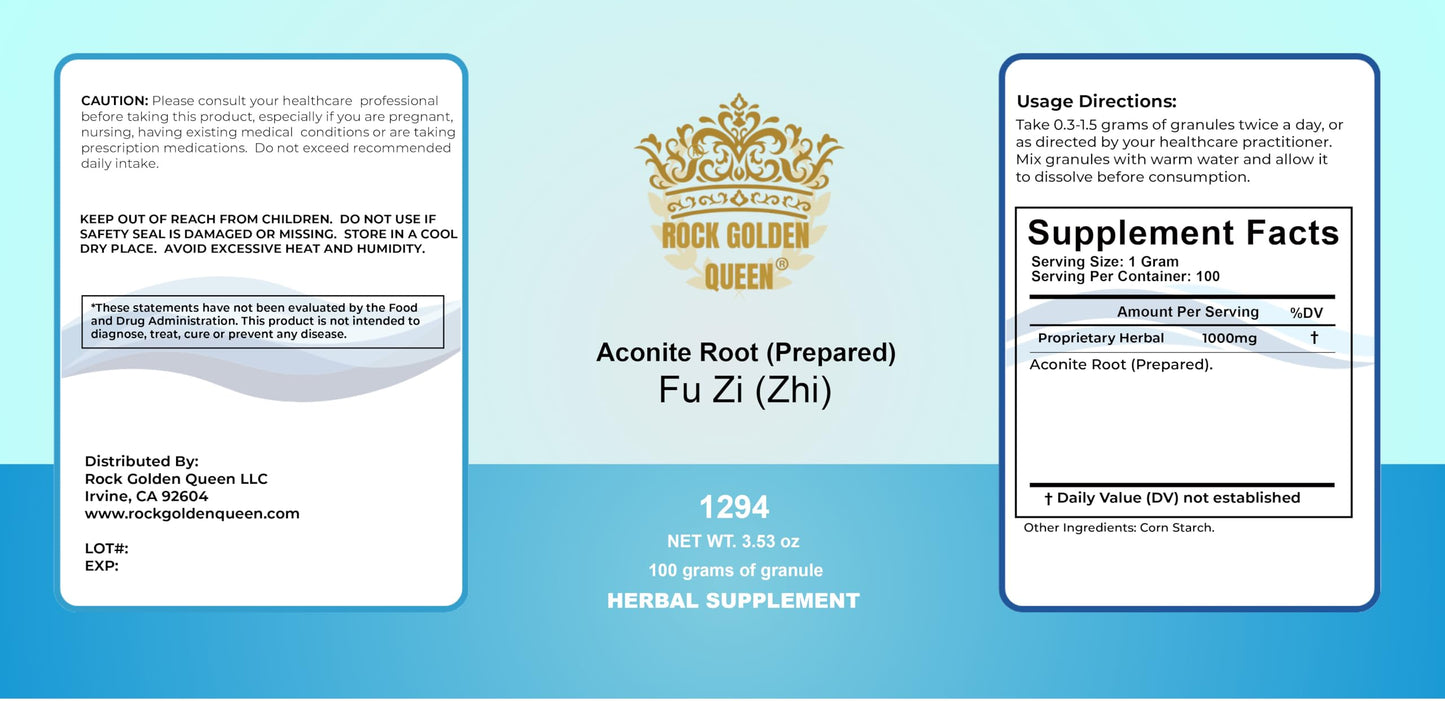 Rock Golden Queen Fu Zi (Zhi), Aconite Root (Prepared) Granule Powder 3.53 oz