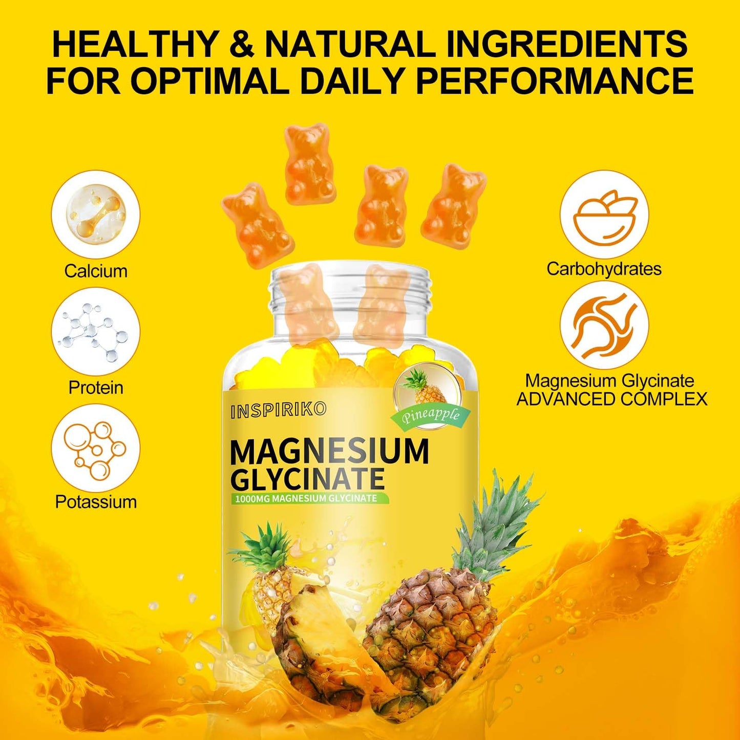 Inspiriko Magnesium Glycinate Gummies 1000mg, 60 Gummies