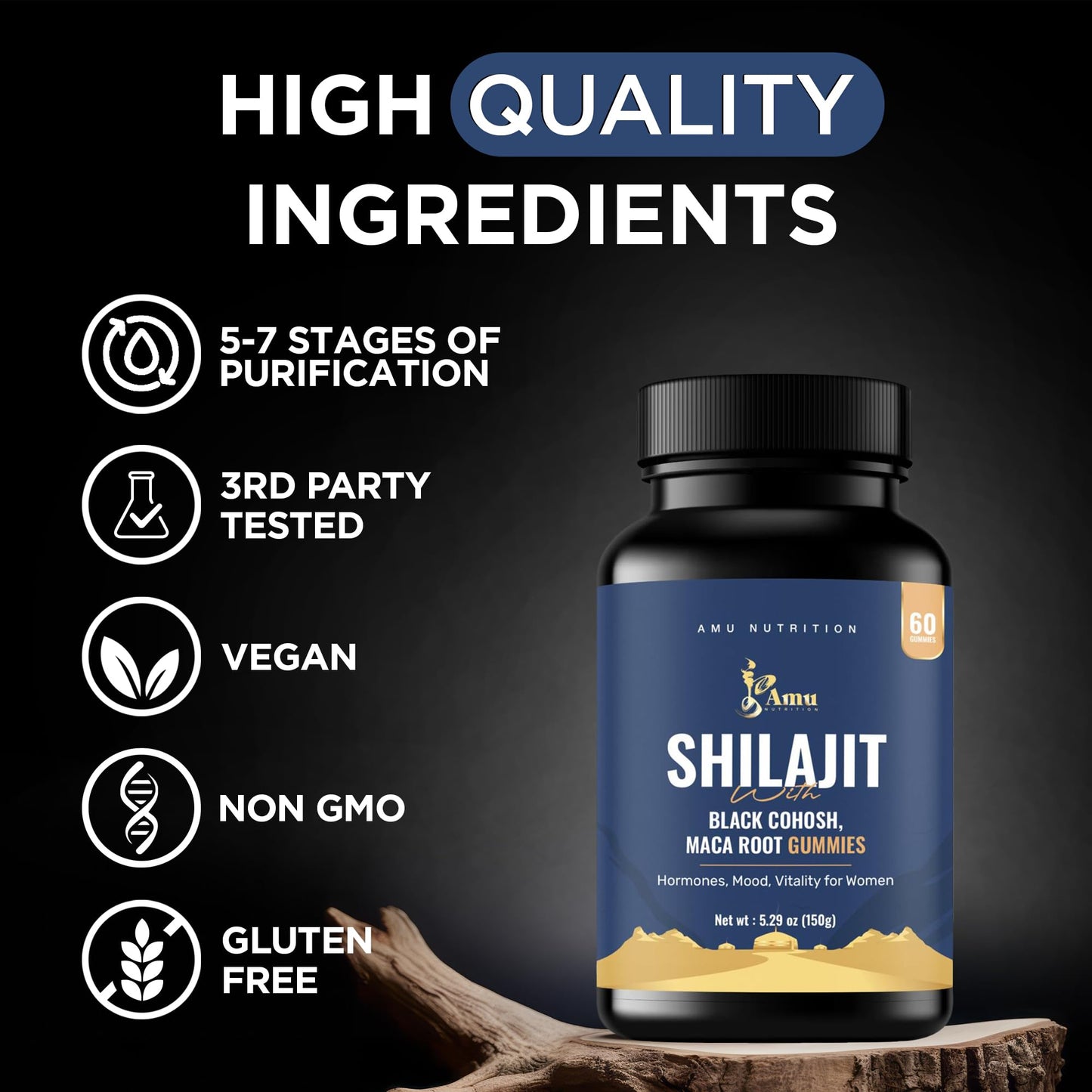 AMU NUTRITION Shilajit Gummies 60 Count