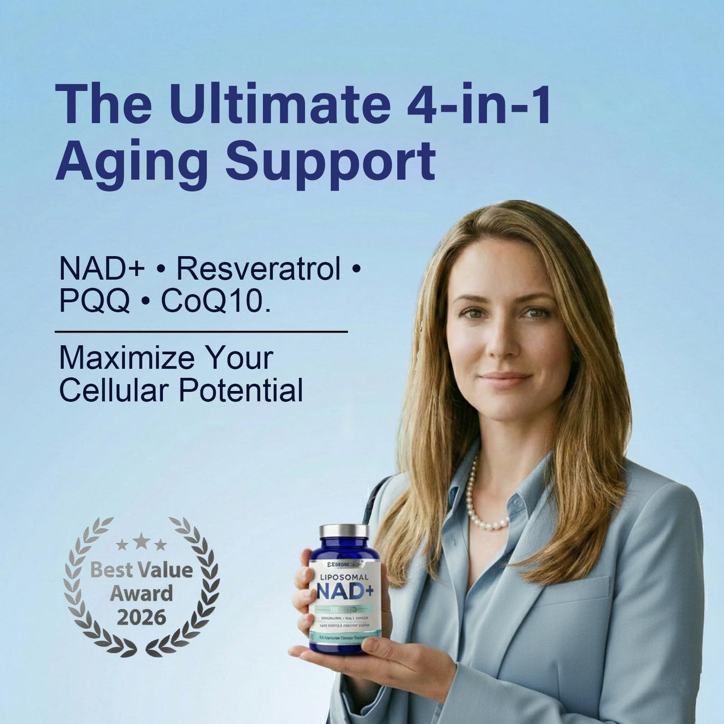 EXHERBLABS NAD+ Supplement 1500 mg with Resveratrol 120 Capsules