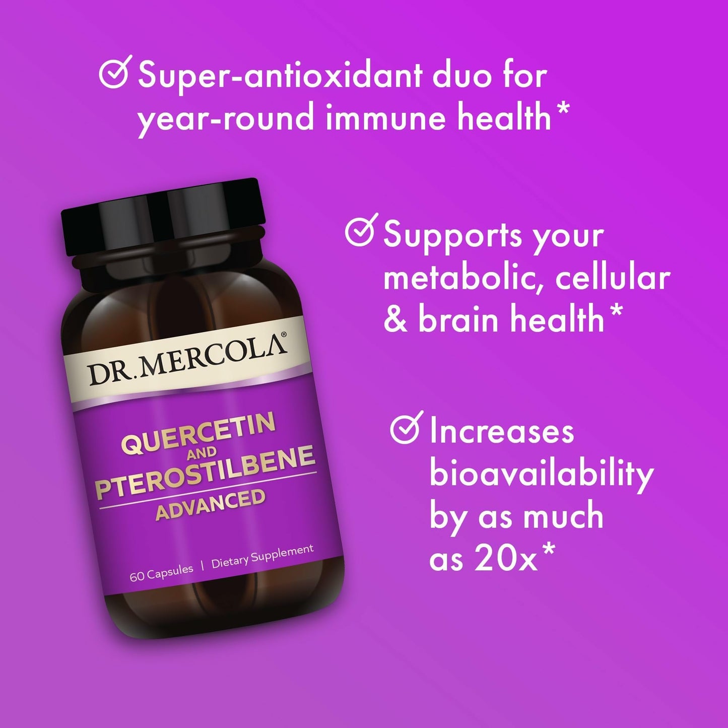 Dr. Mercola Quercetin & Pterostilbene Advanced 500 mg 60 Capsules