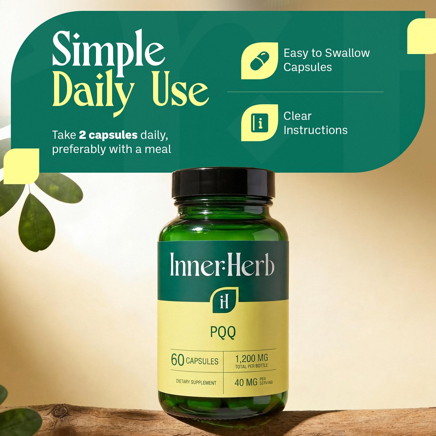 InnerHerb Pyrroloquinoline Quinone PQQ Daily Capsule, 60 Capsules