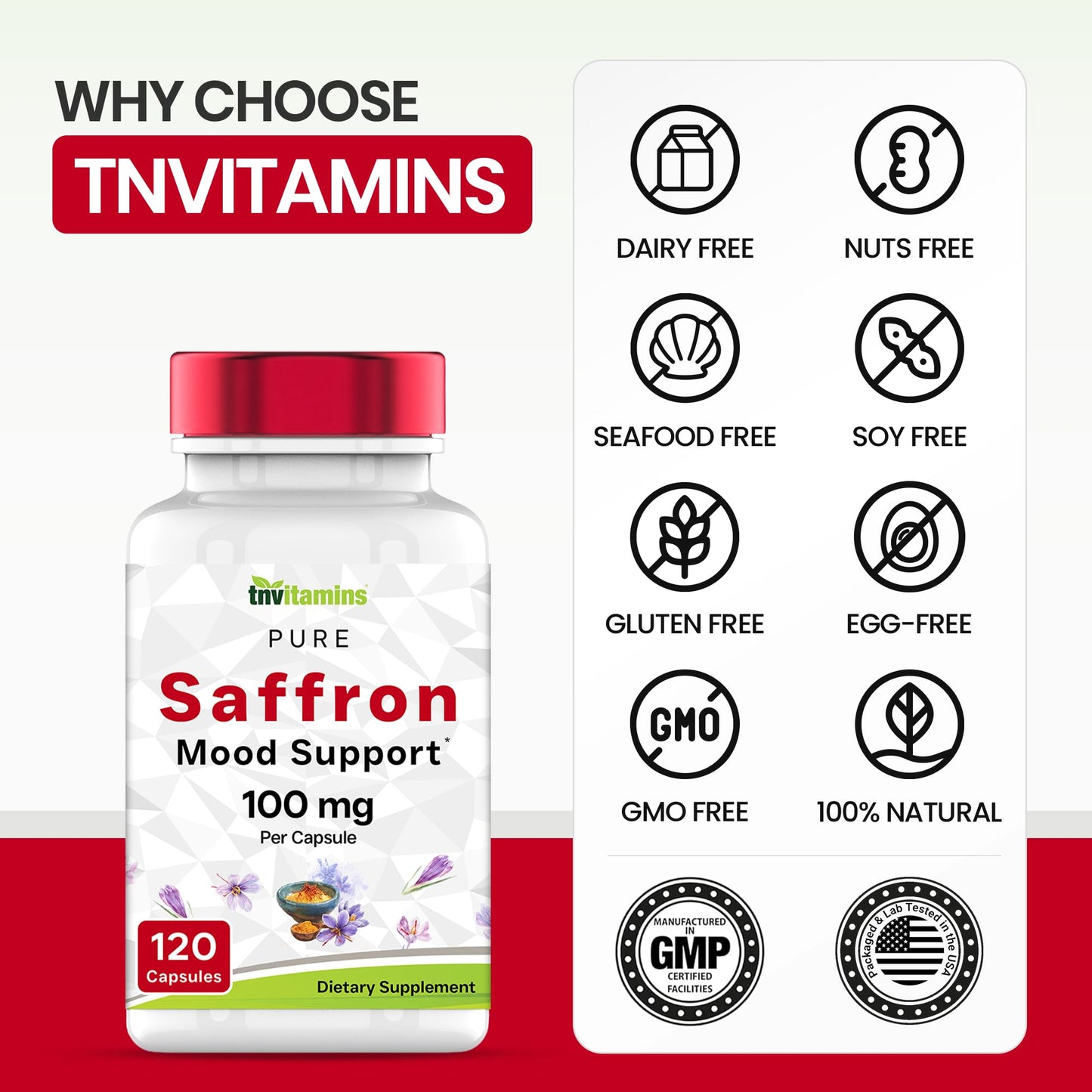 tnvitamins Saffron Capsules 100 mg, 120 Capsules