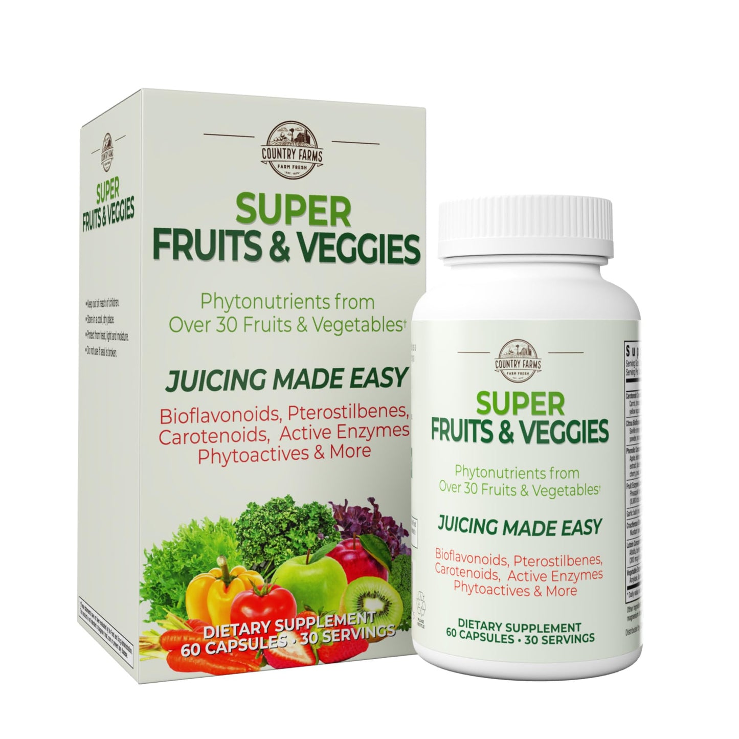 Country Farms Super Fruits Veggies Antioxidant Immune Energy Digestive Capsules Bundle, 150 Capsules