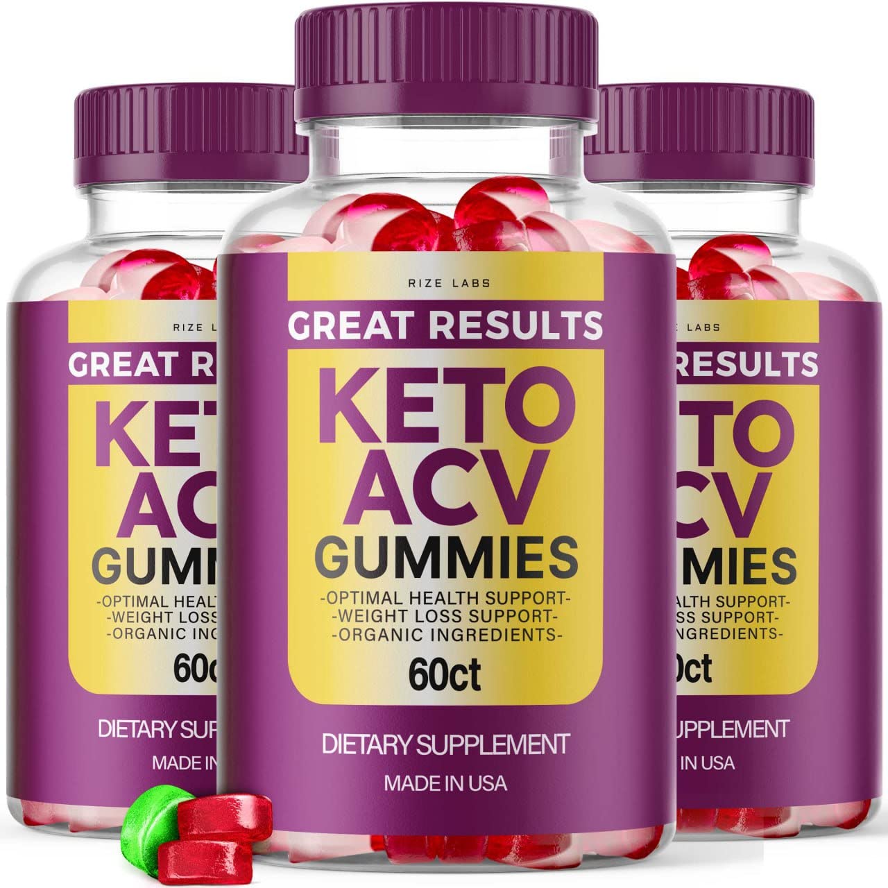 Rize Labs Great Results Keto ACV Gummies, Advanced Apple Cider Vinegar, 180 Gummies