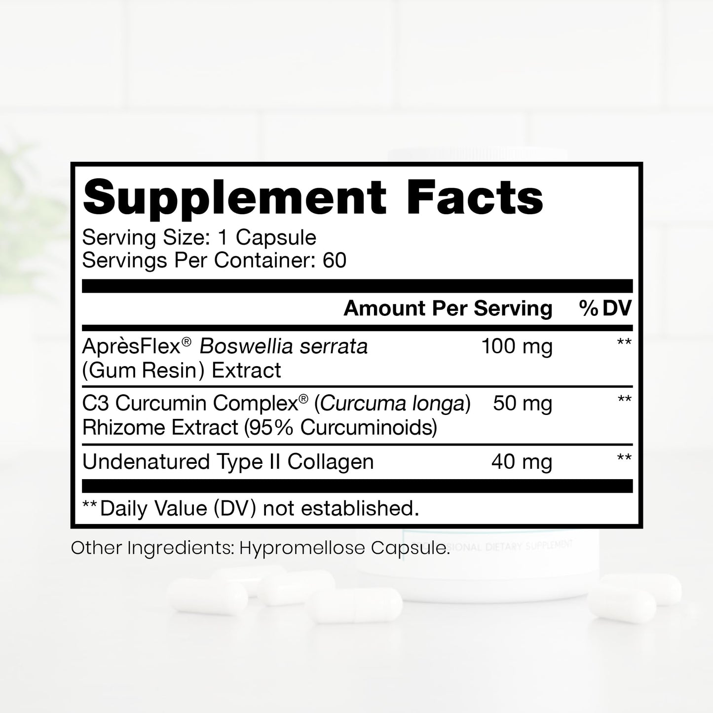 Pure Therapro Rx Boswellia, Curcumin, & Type II Collagen Joint Health Supplement Capsules, 60 Count