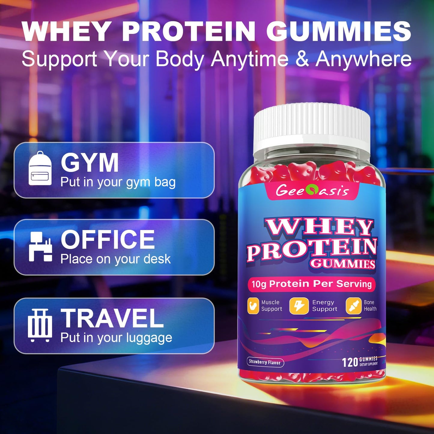 Geeoasis Whey Protein Gummies 120 Ct