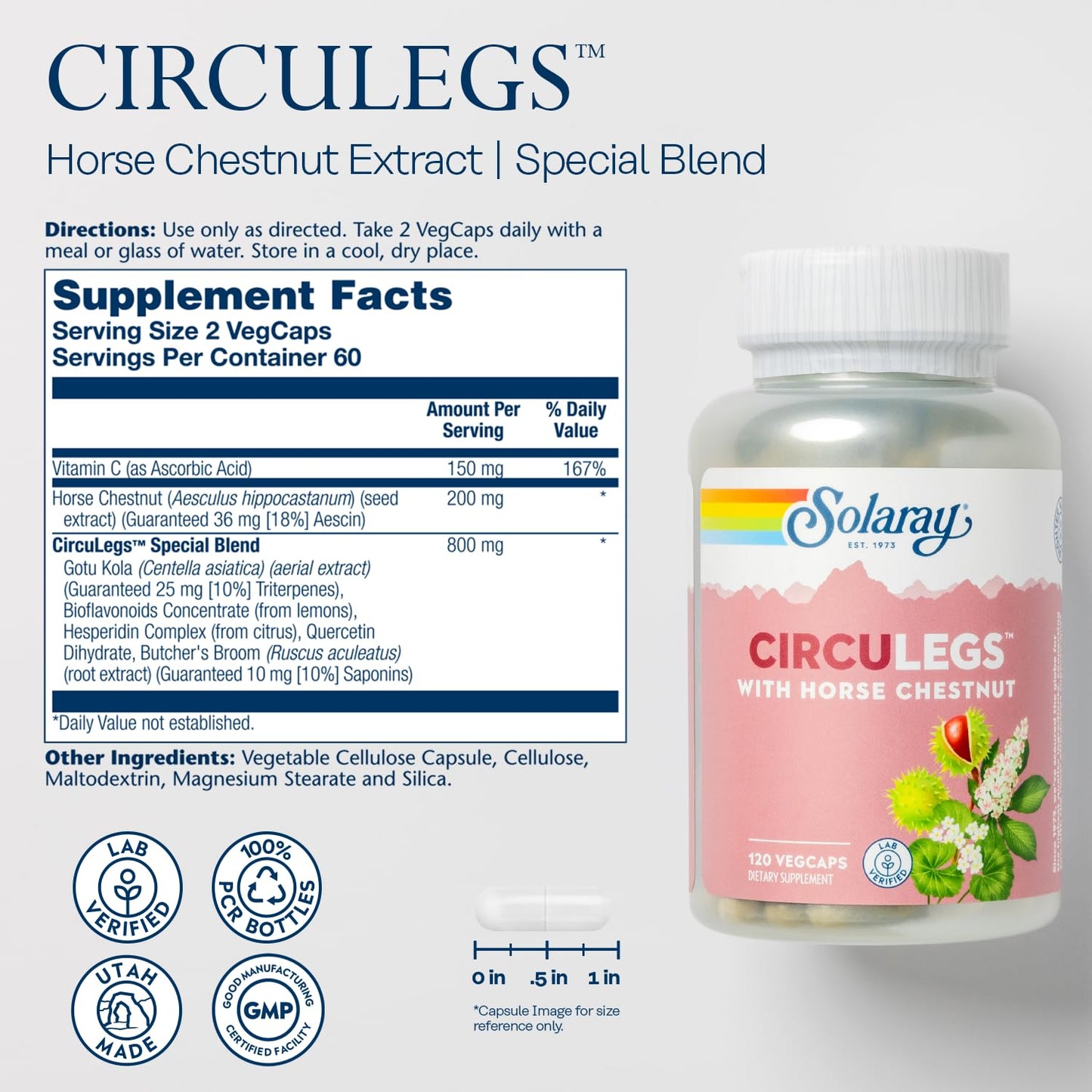 Solaray Circulegs Herbal Capsules, 120 Count