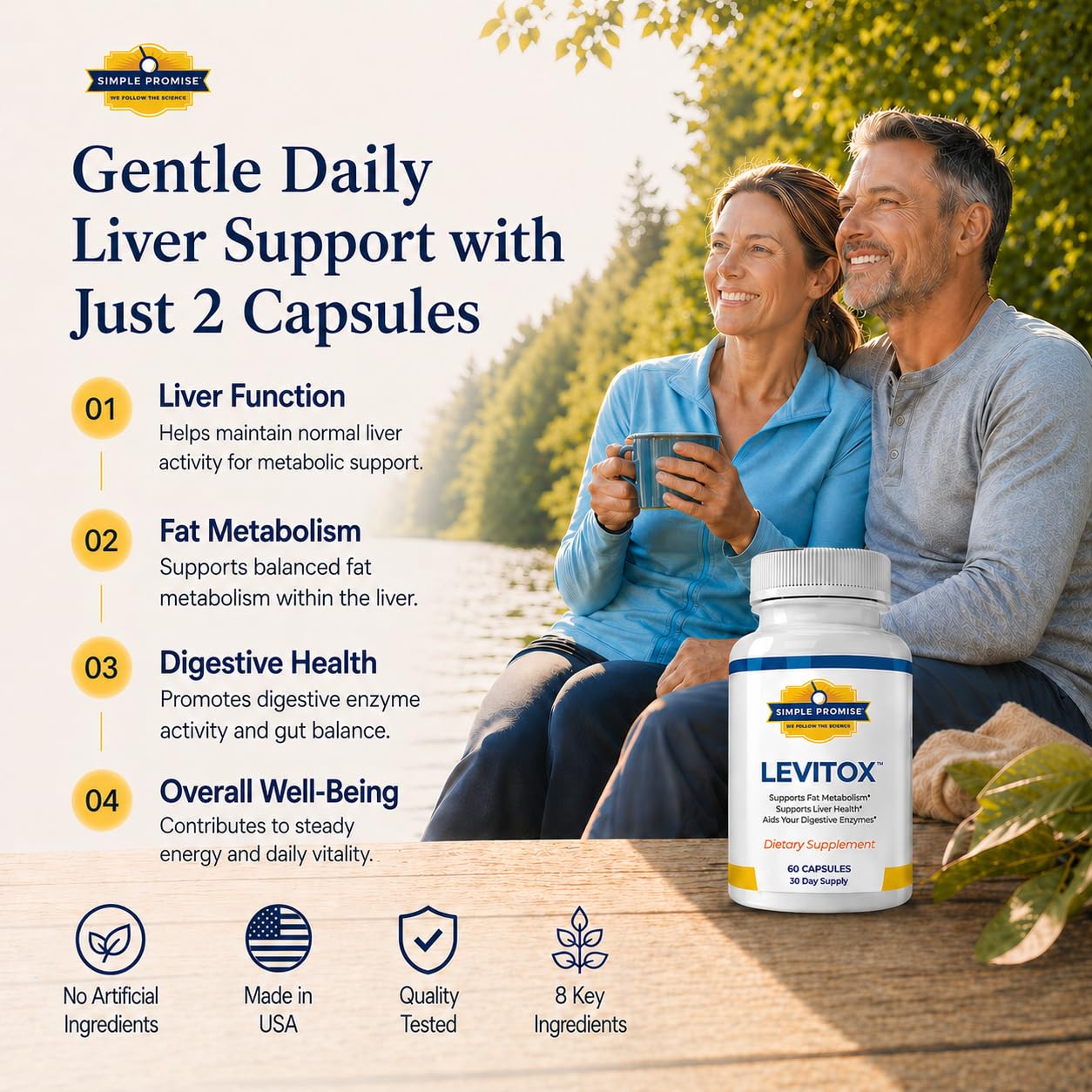 Simple Promise Levitox Milk Thistle Liver Detox Supplement with Dandelion Root and Artichoke Extract Capsule 60 Count