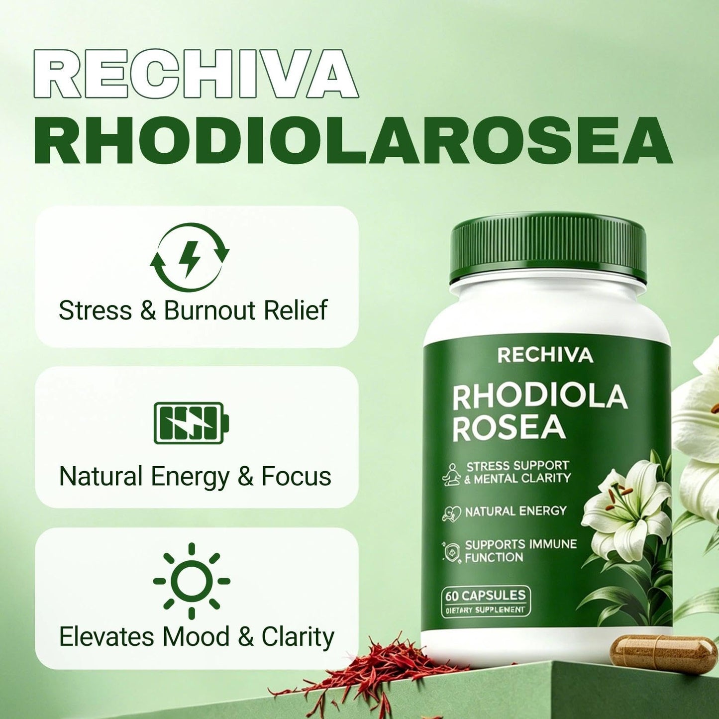 Refirm Restine Rhodiola Rosea 500mg, 60 Capsules