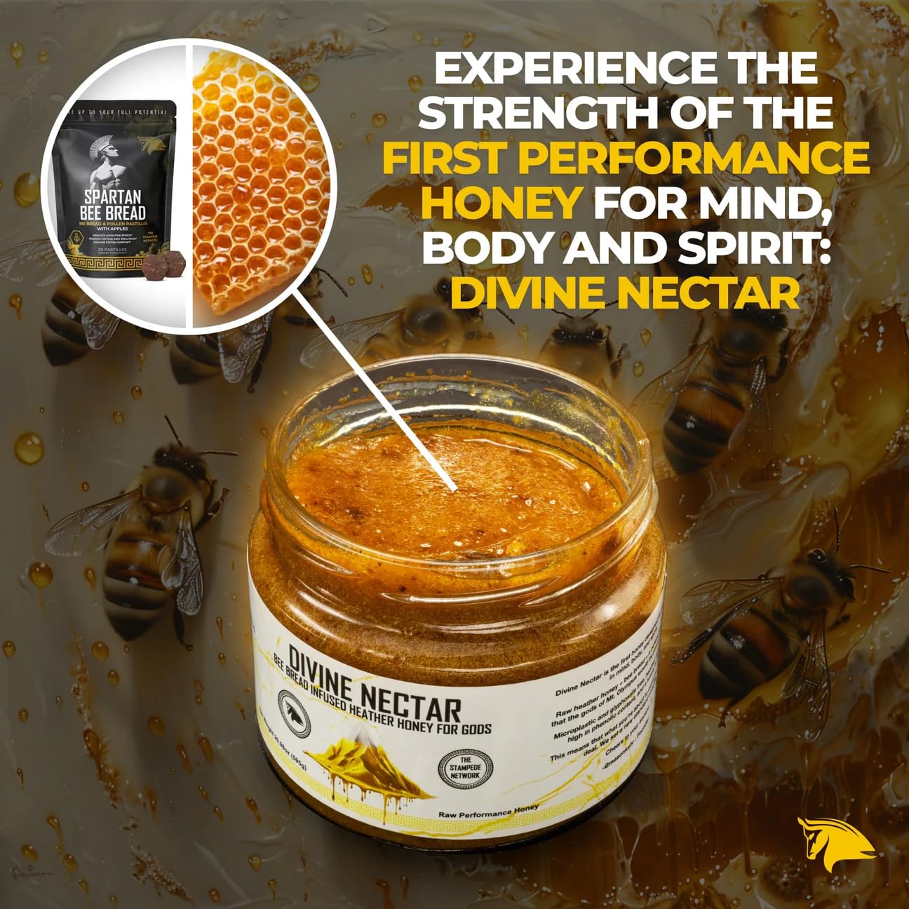 The Stampede Network Spartan Bee Bread Chewables Natural Multivitamin + Divine Nectar Honey, 1 Chewable