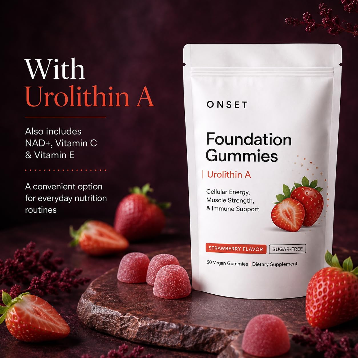 ONSET Foundation Gummies, Urolithin A Gummies, 60 Count