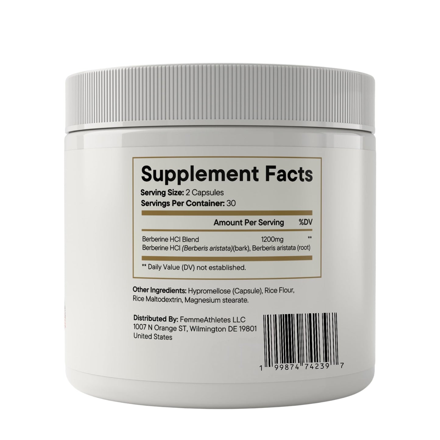 Femme Athletes Berberine Max+ 1200mg Capsules, 60 Count