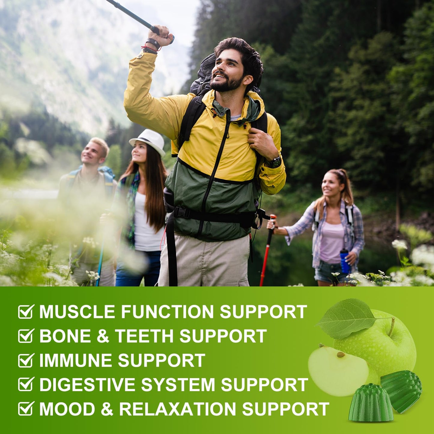 WOGORGT Calcium Citrate 1200mg with Vitamin D3 for Women, Bone, Teeth Support Gummy, 60 Count