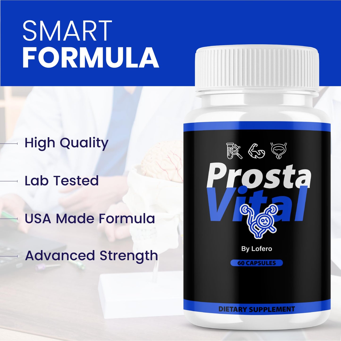 Lofero ProstaVital Capsules, Prosta Vital for Men Urinary & Prostate Support Supplement with Advanced Premium Maximum Strength Performance Formula, 60 Capsules