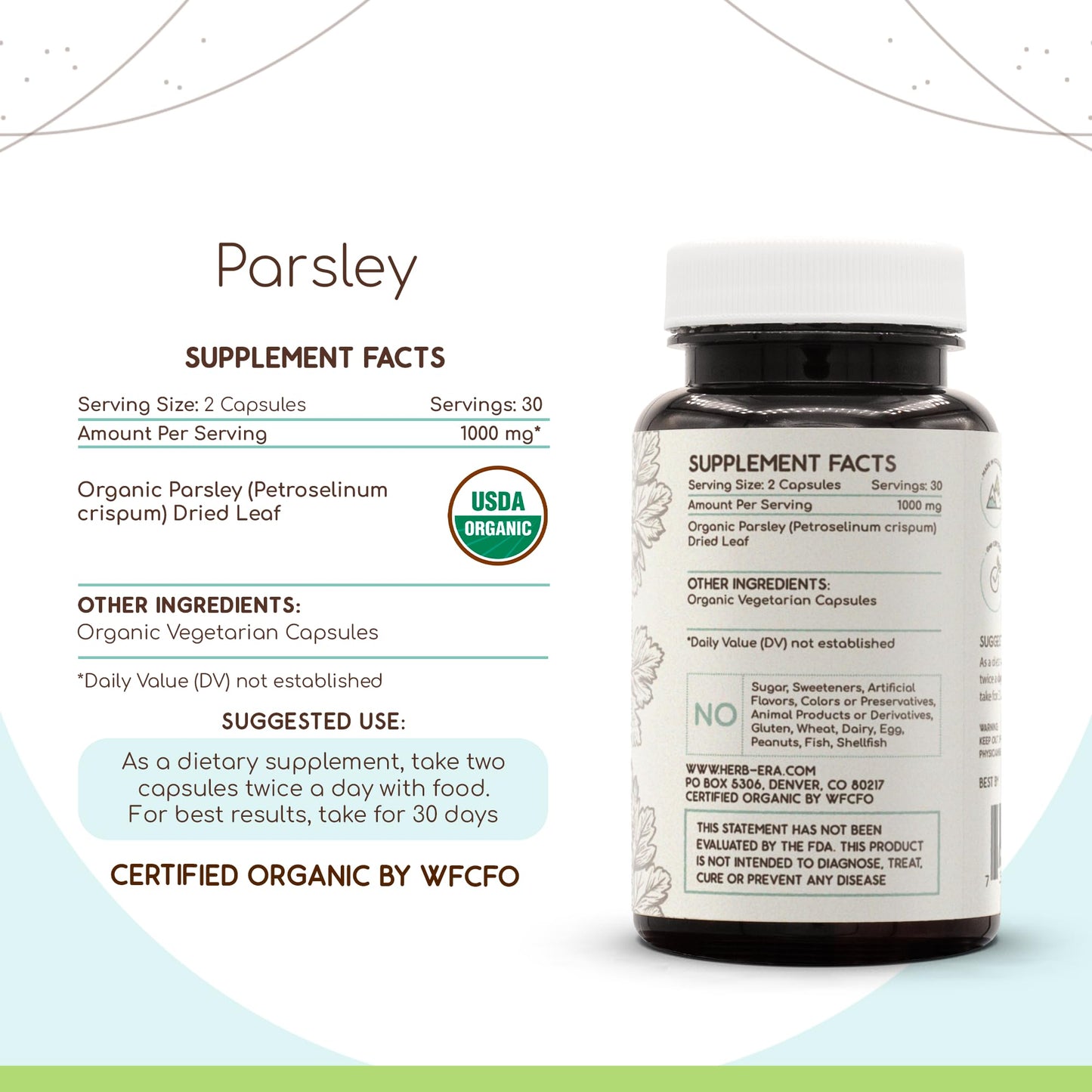 HerbEra Parsley Capsules, USDA Organic, 60 Count