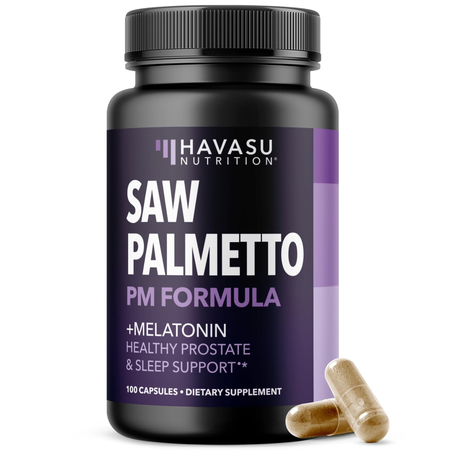 HAVASU NUTRITION Saw Palmetto PM for Men w/ Melatonin, Night Time Bladder Support Capsules, 100 Count