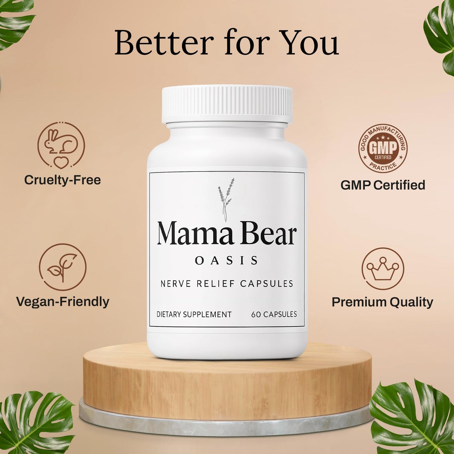 Mama Bear Oasis Nerve Support Capsules for Neuropathy, 1 Count
