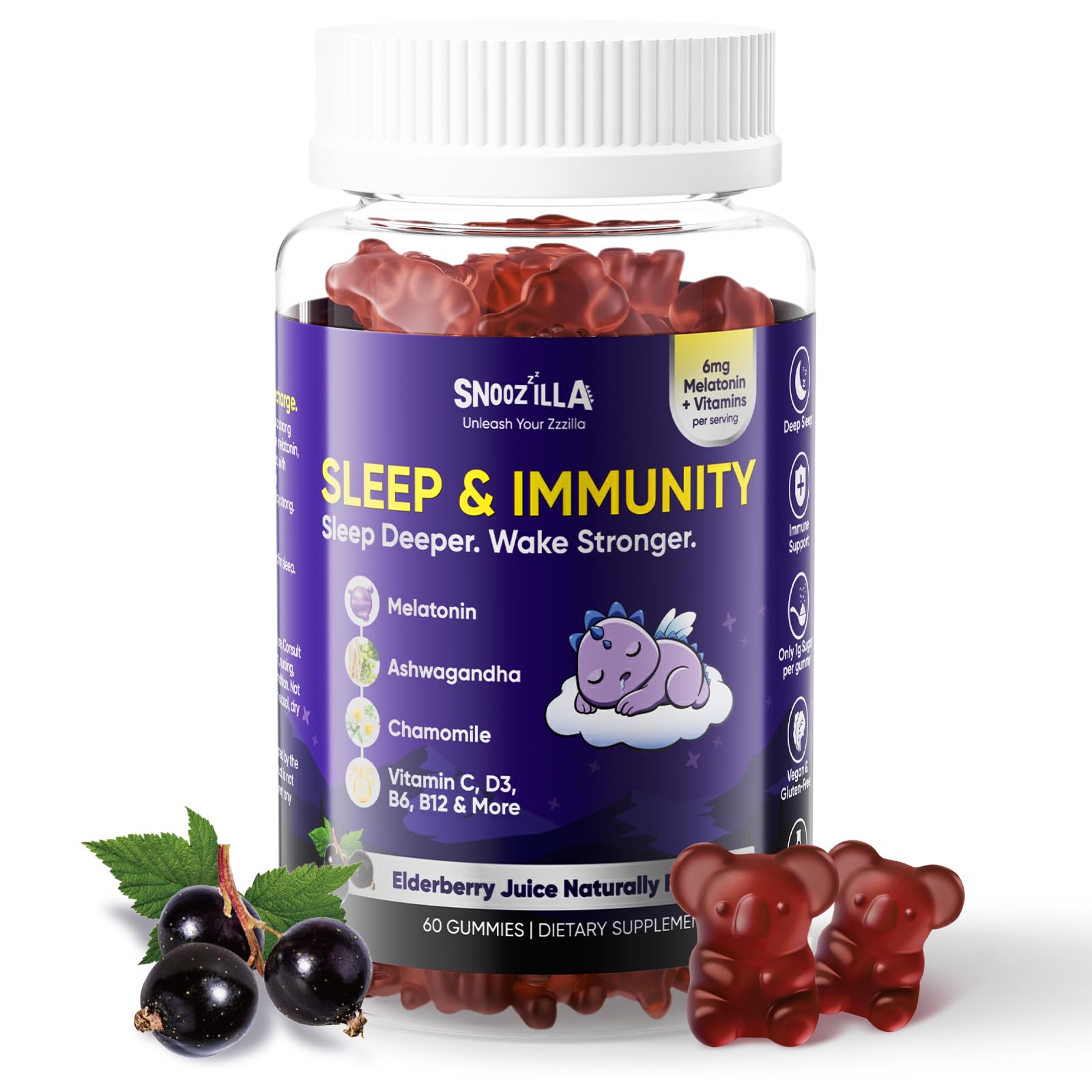Viccoky Sleep Gummies with Melatonin, Chamomile & Ashwagandha, 60 Gummies