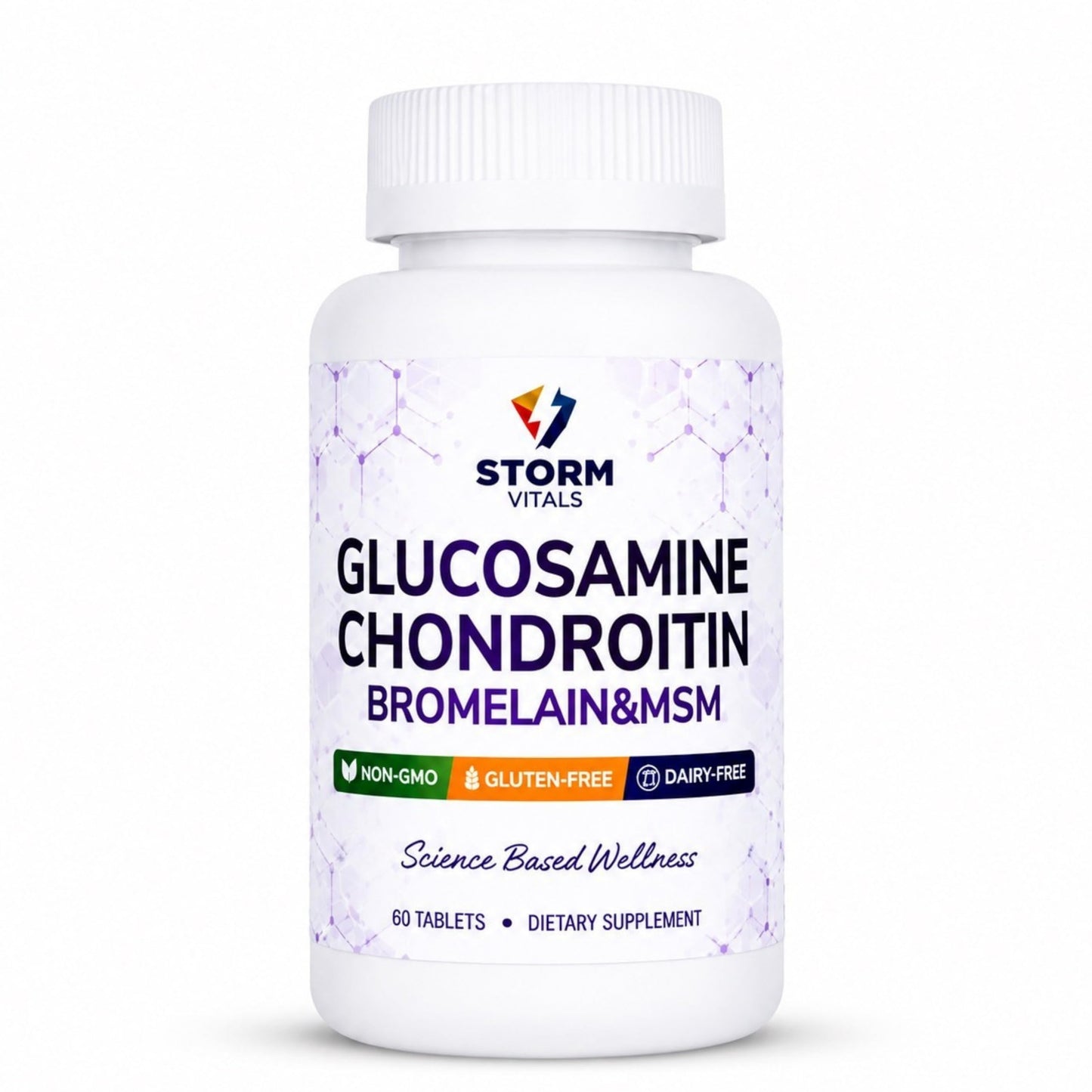STORM VITALS Glucosamine Chondroitin with MSM, Bromelain, Boswellia, Collagen, Hyaluronic Acid, Selenium & Vitamin D Dietary Supplement, 60 Tablets