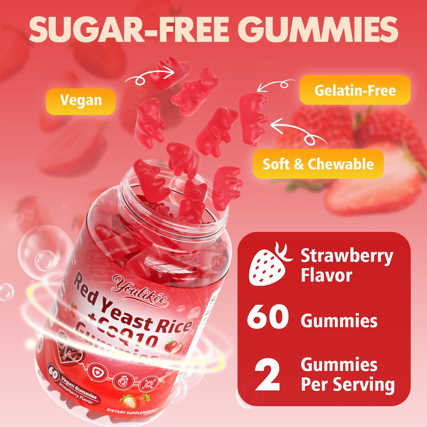 Youlikee Red Yeast Rice Gummies 60 Count