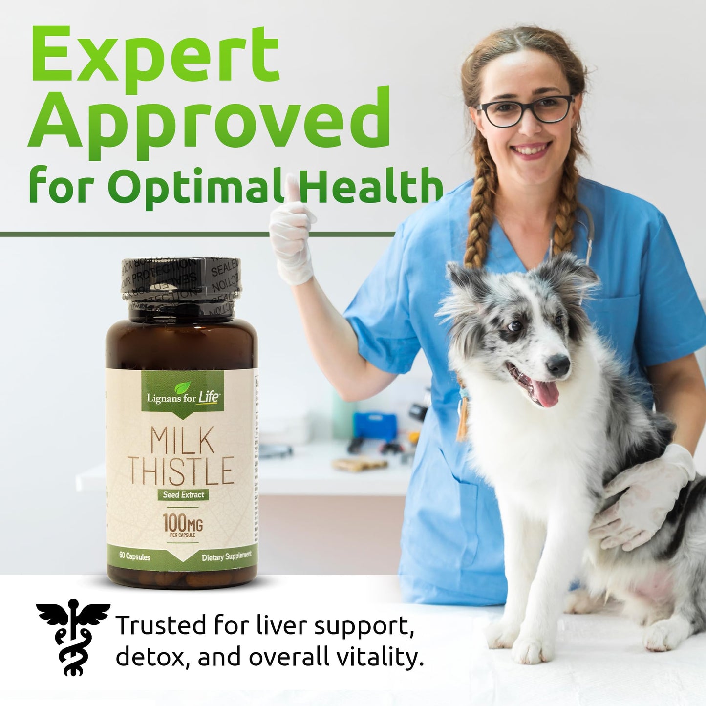 Lignans For Life Milk Thistle Seed Extract Herbal Supplement for Dogs Capsules, 60 Count