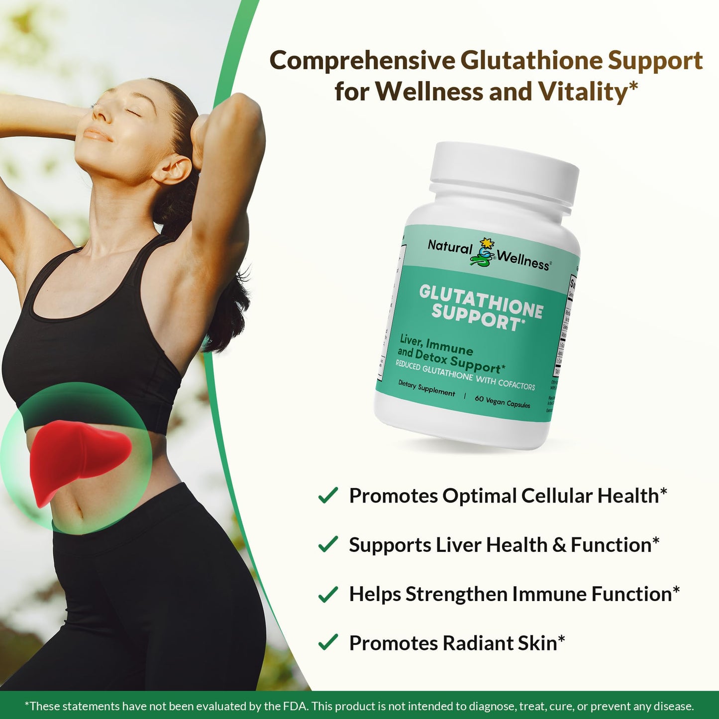 Natural Wellness Glutathione Supplement Liposomal Glutathione with Cofactors for Antioxidant, Liver Detox & Immune Support – Vegan Glutathione Capsules, Non-GMO, 60 Count