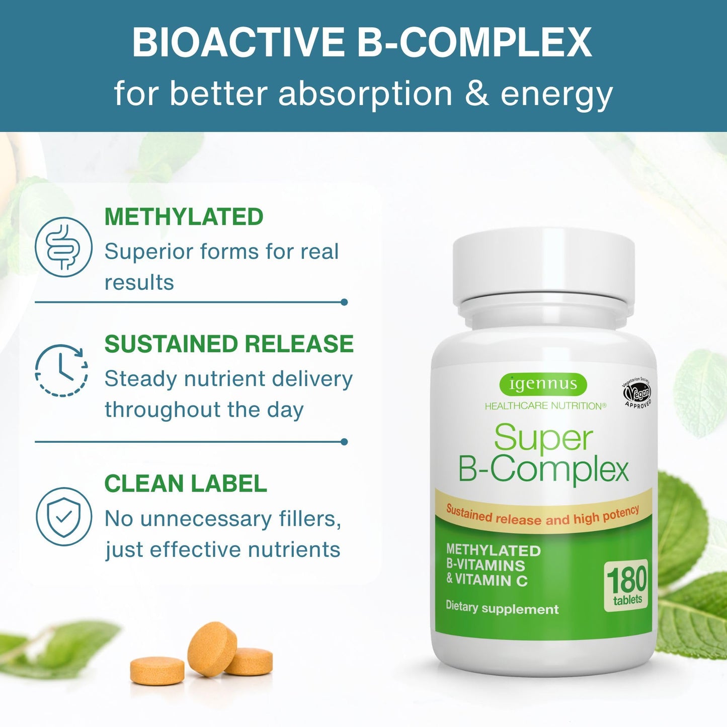Igennus Healthcare Nutrition Super B-Complex & Omega-3 Bundle, 360 Tablets