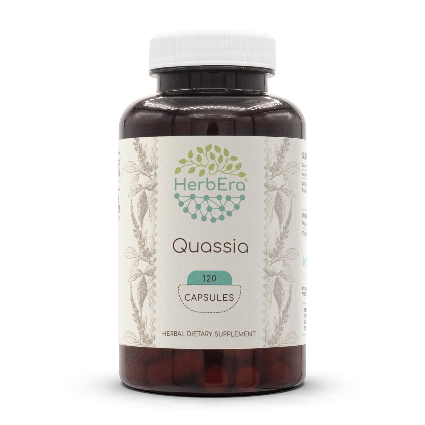 HerbEra Quassia 500 mg Wildcrafted Quassia Amara Dried Bark 120 Capsules