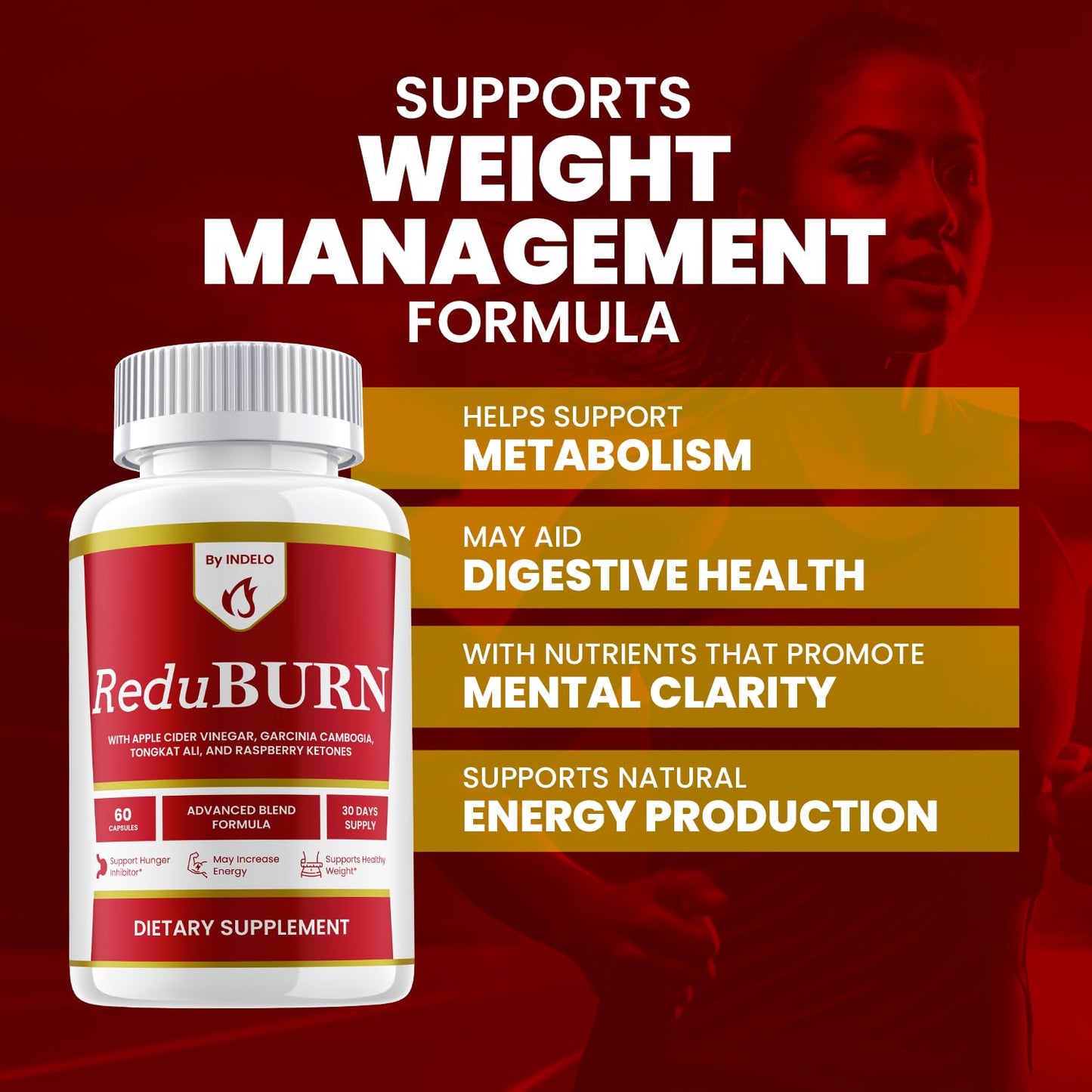 Indelo ReduBurn – Advanced Capsule Formula Supplement Pills for Daily Health & Wellness Support 180 Capsules