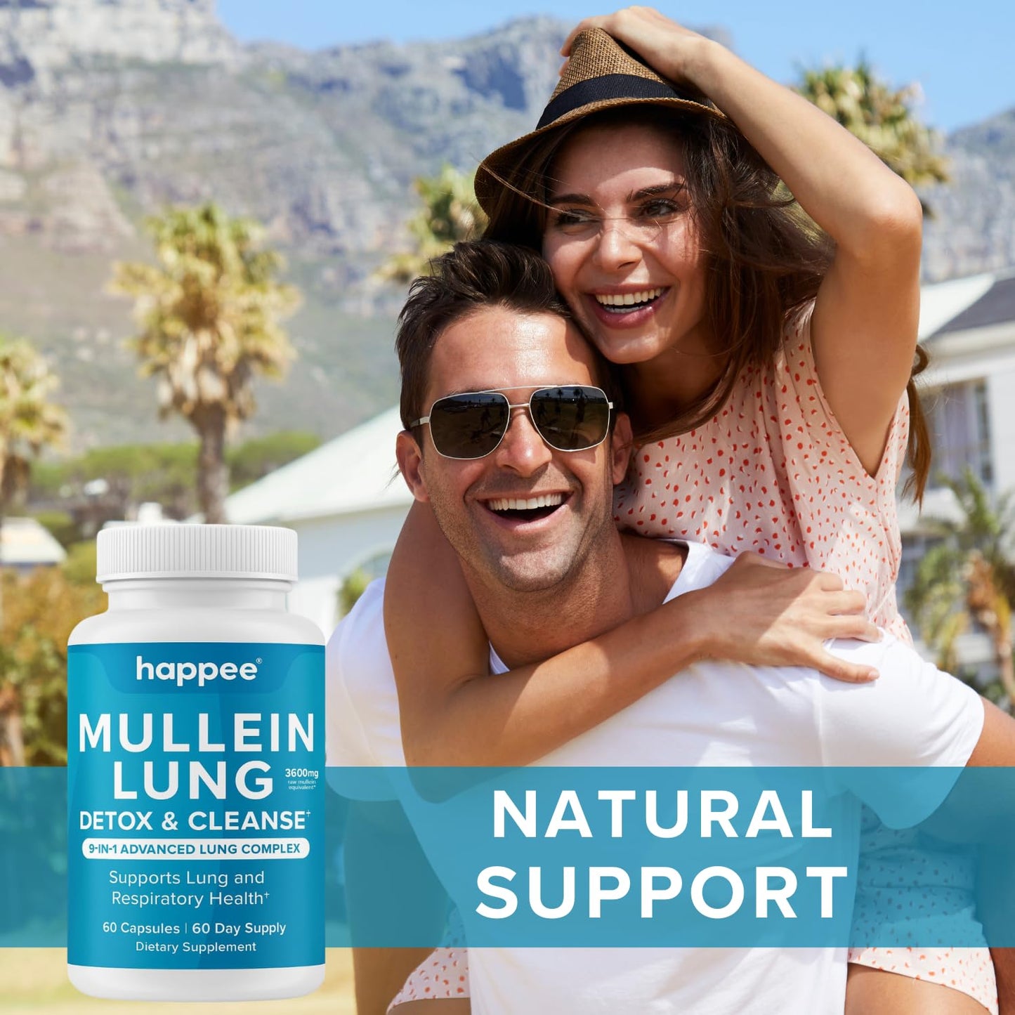 Happee Mullein Lung Detox & Cleanse Supplement for Smokers, 9-in-1 Complex Capsule, 60 Count