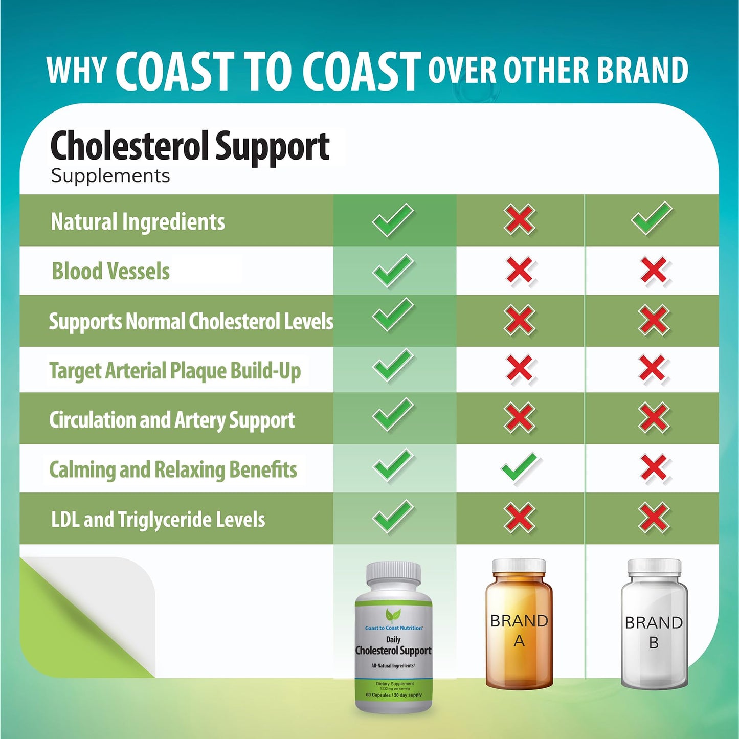 Coast to Coast Nutrition Cholesterol Support Supplement Capsule 60 Capsules