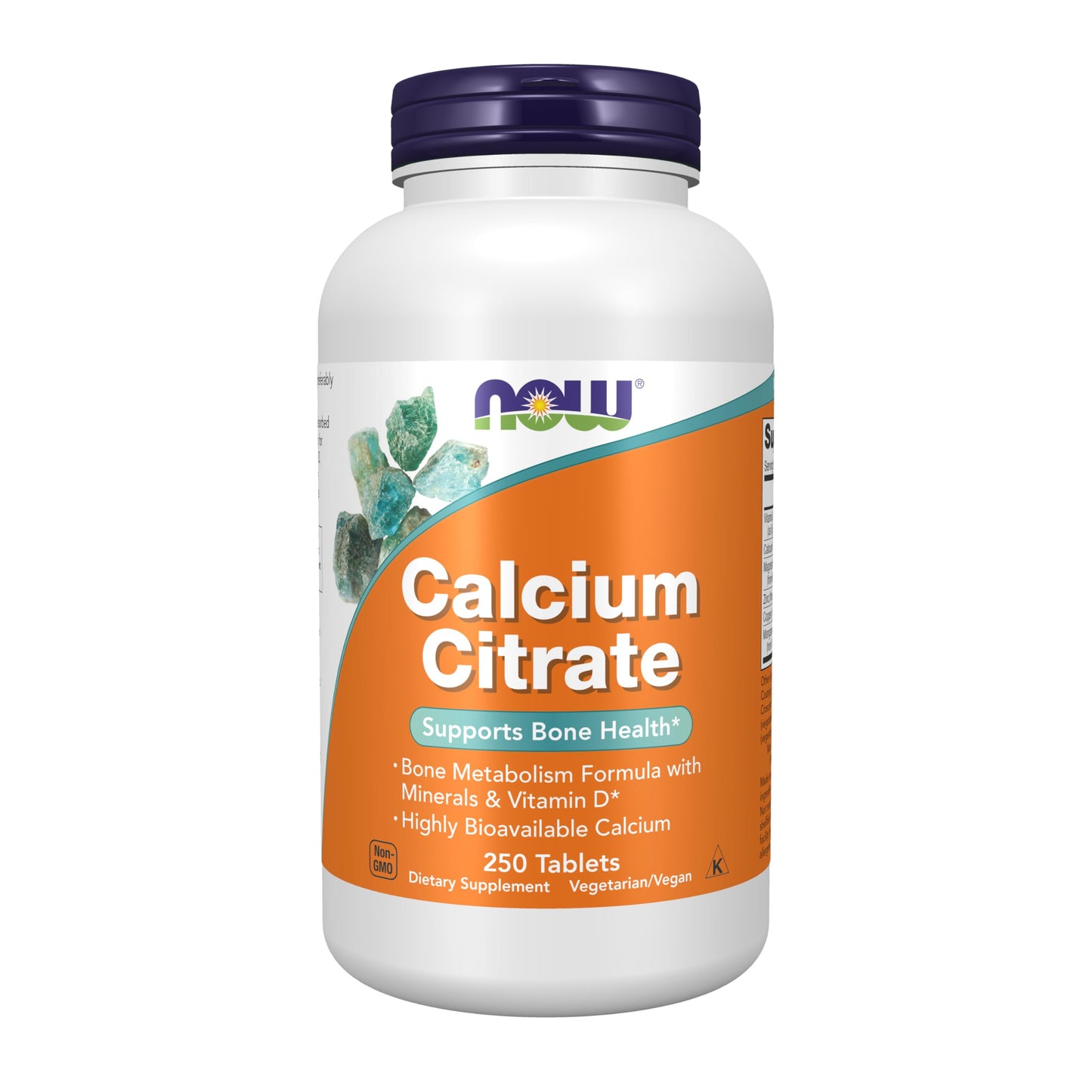 NOW Foods Calcium Citrate with Vitamin D, Magnesium, Zinc, Copper, and Manganese, 250 Tablets