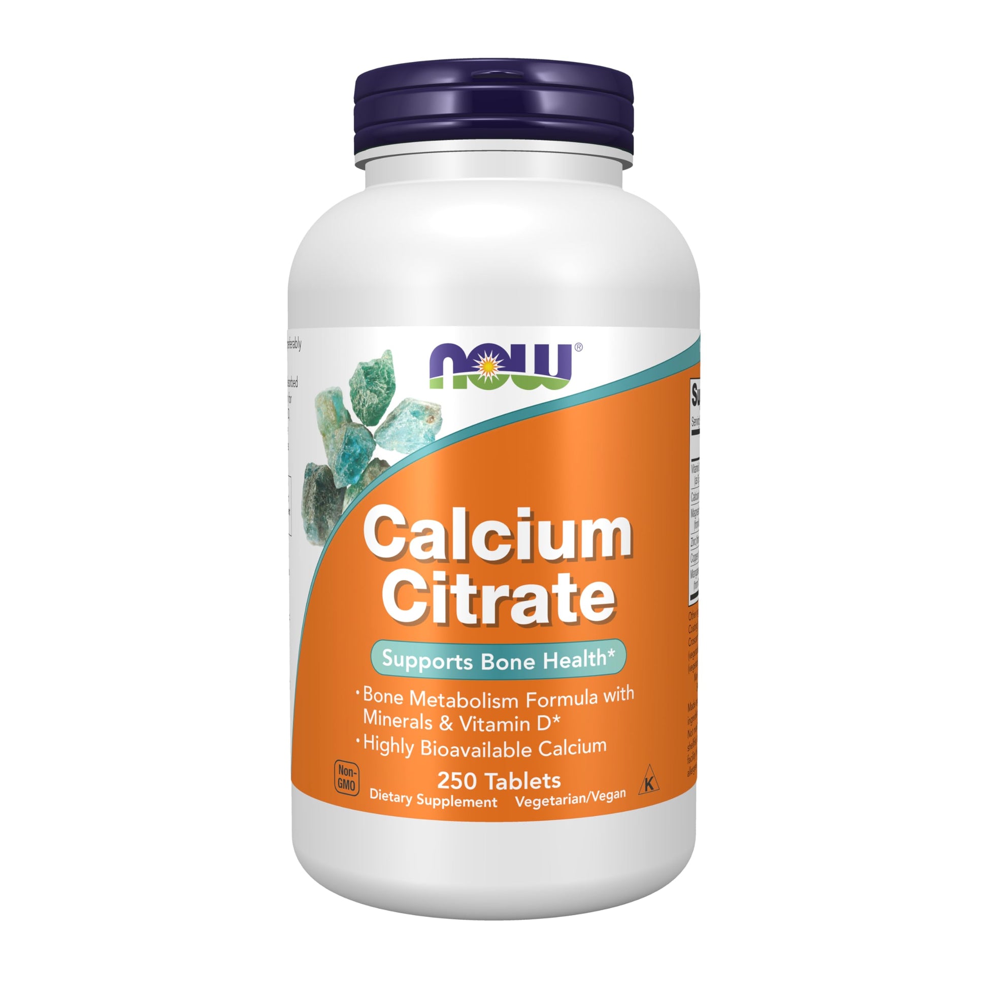 NOW Foods Calcium Citrate with Vitamin D, Magnesium, Zinc, Copper, and Manganese, 250 Tablets