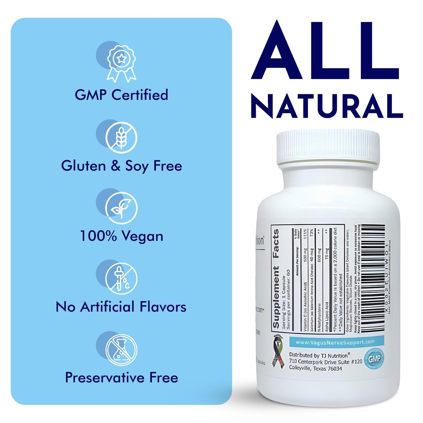 TJ Nutrition NAC MAX Powder 60 Count