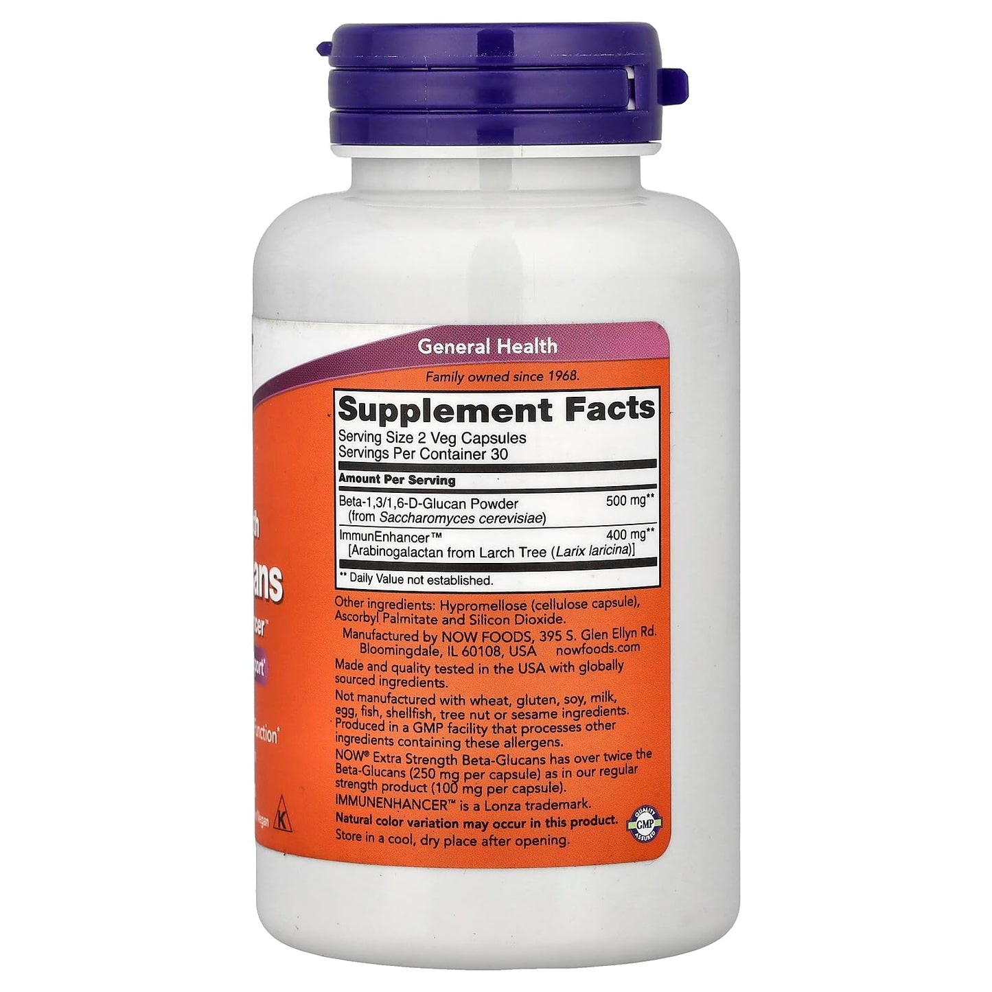 NOW Foods Beta-Glucans with ImmunEnhancer 250mg Veg Capsules, 60 Capsules