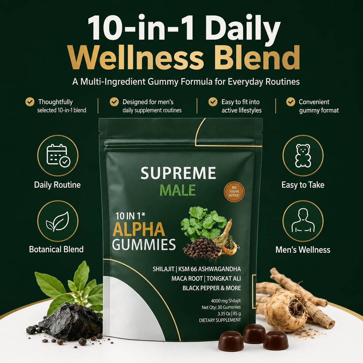 SUPREME MALE Alpha Gummies 30 Count