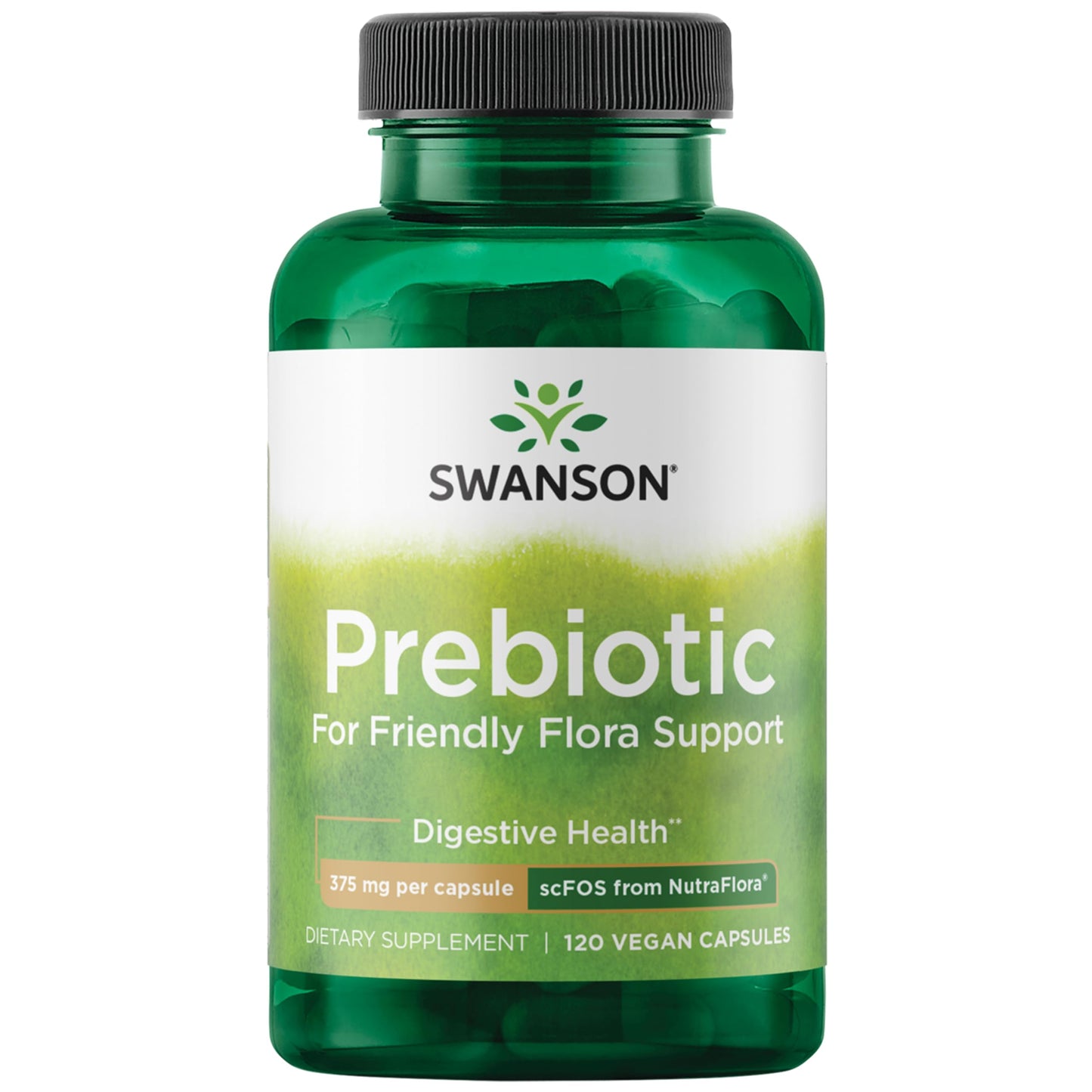 Swanson Prebiotic Fiber Capsules with NutraFlora FOS for Gut-Health-Conscious Adults Seeking Digestive Flora and Immune Support - 750 mg, 120 Vegan Capsules