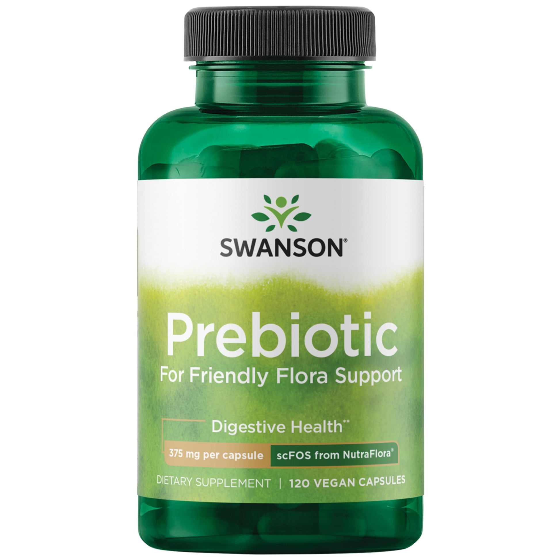 Swanson Prebiotic Fiber Capsules with NutraFlora FOS for Gut-Health-Conscious Adults Seeking Digestive Flora and Immune Support - 750 mg, 120 Vegan Capsules