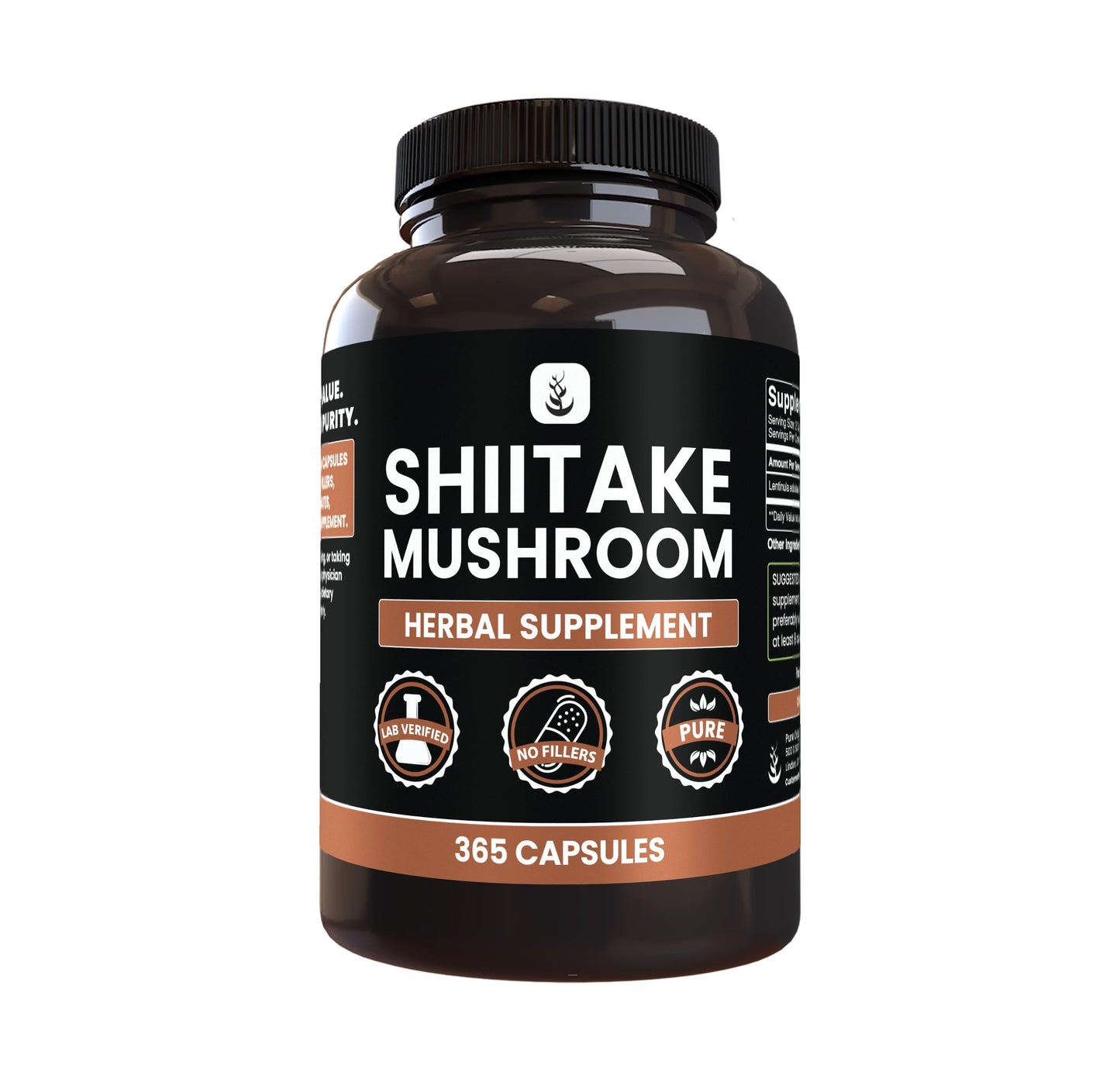 PURE ORIGINAL INGREDIENTS Shiitake Mushroom Capsules, 365 Capsules