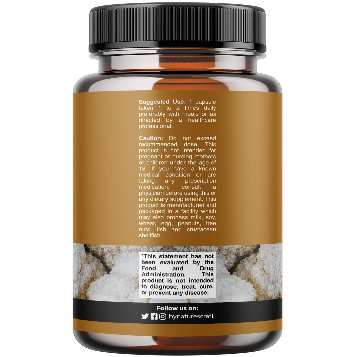 Natures Craft Lion's Mane Mushroom Supplement Capsules, 30 Count