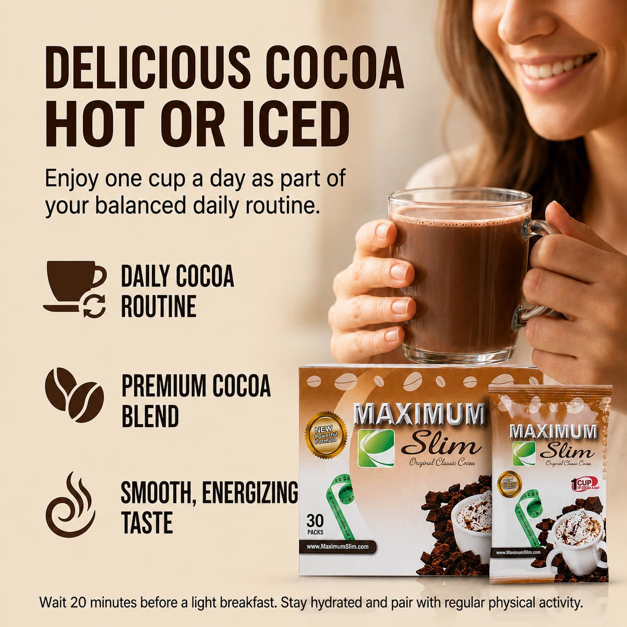 Maximum Slim Premium Instant Cocoa Powder 30 Count