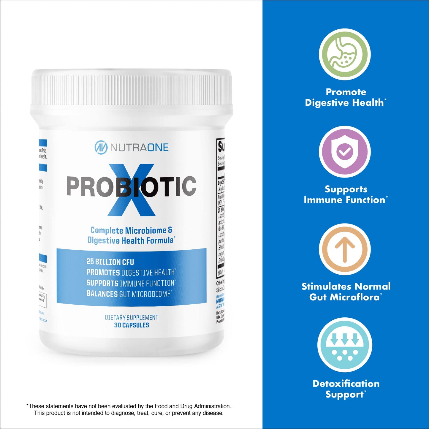 NutraOne ProbioticX Probiotic Supplement for Women & Men Digestive Health & Immune Support Probiotics 30 Capsules
